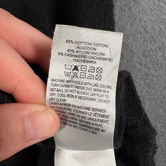 Lucky Brand Womens XS Black V-Neck Button Front Cardigan Long Sleeve Cashmere - Picture 7 of 8